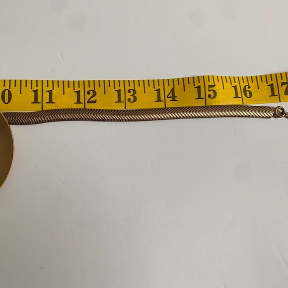 Vintage Gold-Tone Statement Necklace – 17” Snake Chain with Large Round Pendant - Picture 13 of 13